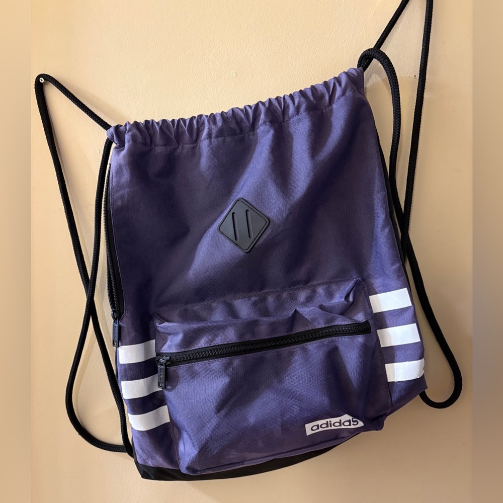 Adidas Purple & Black Drawstring Backpack